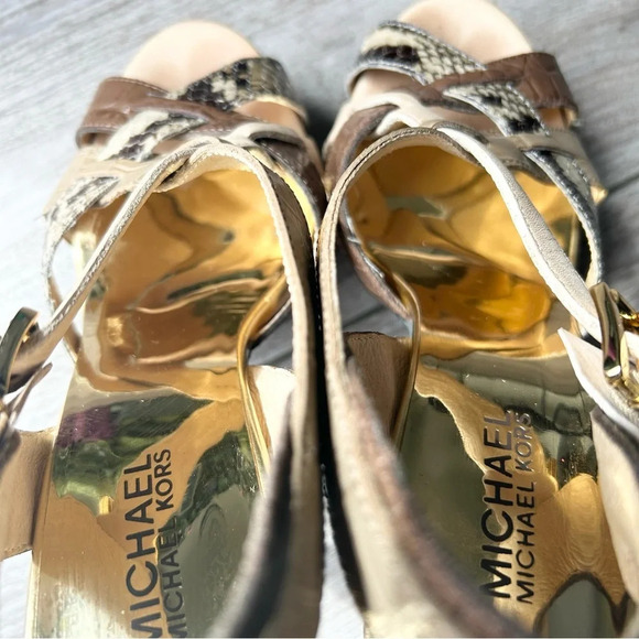 Michael Kors  Niki Cross Strap Genuine Snakeskin Stiletto Heels Sandals - Picture 9 of 14